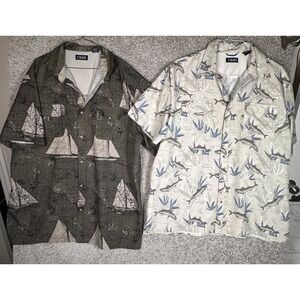 Lot of 2 Chaps‎ Button Down Shirts XXL White Grey Sailboat Fish Vacation Resort